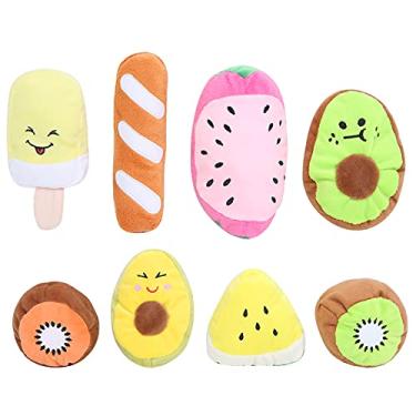 Imagem de Acouto Conjunto de Brinquedos Interativos de Pelúcia para Cães de 8 Peças - Filhotes da Série de Frutas Com Som de Mastigação, Alívio do Estresse e Suporte à Solidão - Material de Pelúcia Seguro e