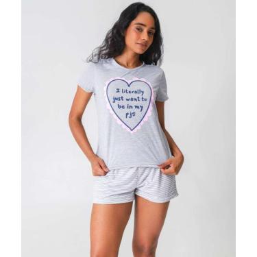 Imagem de Pijama Feminino Estampado Marisa Cinza-72014, Cinza, GG