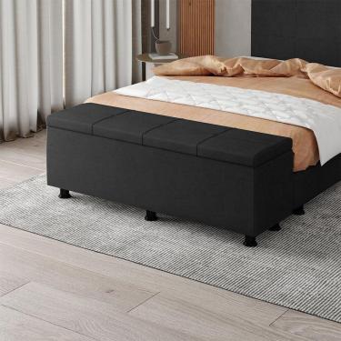 Imagem de Baú Sapateira Estofada Casal Queen Size 160 Cm Marte Veludo Skybox Preto