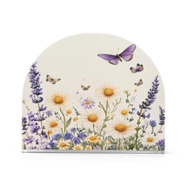 Imagem de Qilmy Porta-guardanapos para mesas de flores silvestres e borboletas – Porta-guardanapos para cozinha, porta-guardanapos de mesa, porta-guardanapos de coquetel, porta-guardanapos de papel290