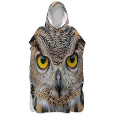 Imagem de Joisal Roupão de mudança de poncho de surfe fofo com estampa de corujas para Adul Poncho leve masculino feminino com capuz toalha de banho com capuz de praia