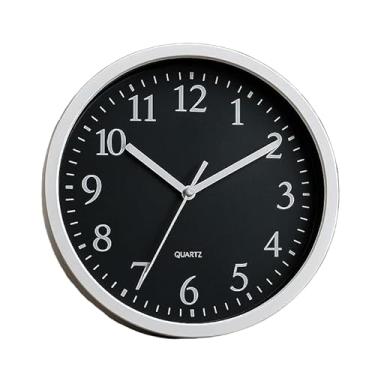 Imagem de Relógio de Parede Silencioso 20cm - Moderno Decorativo para Cozinha, Sala e Quarto - Design Preto e Branco, Ideal para Ambientes Residenciais (Preto)