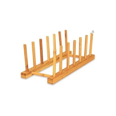 Imagem de Porta Pratos de Bambu, Capacidade para 6 Pratos, Desmontável, 30x11.5x10.5cm, 200g