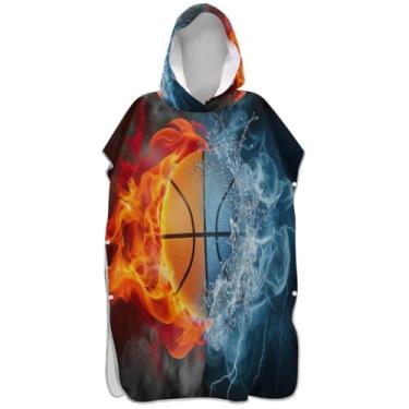 Imagem de Joisal Roupão legal de basquete azul vermelho surfe trocador para adultos ponchos de praia leves para homens toalhas de banho com capuz