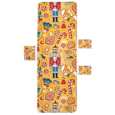 Imagem de Quebra-Nozes de Natal Amarelo Chaise Lounge Cadeira Toalhas Toalhas de Praia de Piscina com Bolsos Grande Espreguiçadeira de Praia 215,9 cm x 76,2 cm