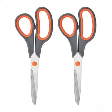 Imagem de Tesoura de escritório 2 pacotes de tesouras ultra afiadas tecido de costura de escritório artesanato doméstico professor escola aderência confortável 20 cm