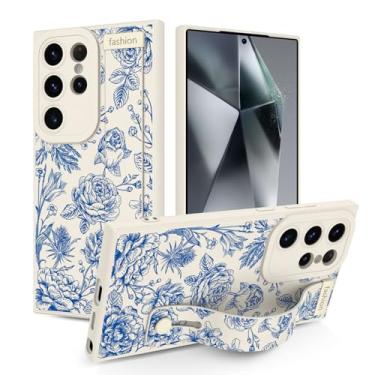 Imagem de Jefonha Capa para Samsung Galaxy S24 Ultra 6,8 polegadas lançado em 2024, capa de silicone com alça para mulheres meninas lindas flores florais capa protetora com suporte ajustável para S24 Ultra