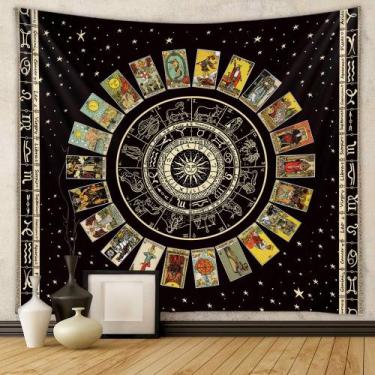 Imagem de Tapeçaria de parede, doze signos do zodíaco, tarô, 150x130cm, microtec