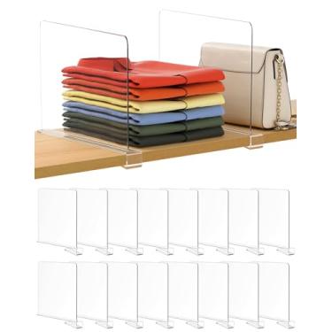 Imagem de Famyards Pacote Com 16 Unidades De 12 Polegadas [Versão Extra Alta] Divisórias De Prateleira Transparentes Para Organização, Prateleiras Verticais De Armário De Acrílico Para Organizador De Quarto,