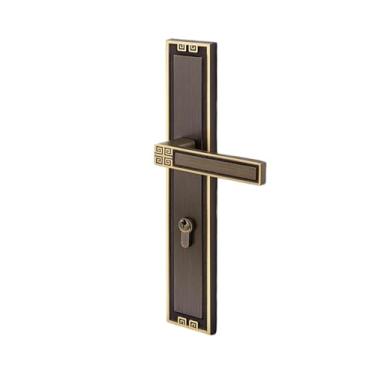 Imagem de Fechadura de porta de quarto estilo chinês retro latão magnético silencioso maçaneta de porta dupla (Bronze, sucção magnética)