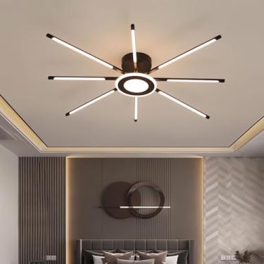 Imagem de Luminária de teto LED moderna, luminária de teto para sala de estar, preta, dimerizável com controle remoto, iluminação de teto em acrílico para quartos, cozinhas, corredores e escritórios (