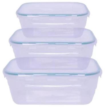 Imagem de Kit 03 Potes Com Trava Plástico Herméticos 500/1000/1500ml - LP HOUSE