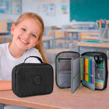 Imagem de Estojo Escolar Bolsinha Com Alça Box Jumbo Porta Lápis Organizador Elá