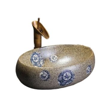 Imagem de Vessel Vanity Sink estilo retrô pequena pia de banheiro lavatório (incluindo torneira e tubo de drenagem) Bancada moderna