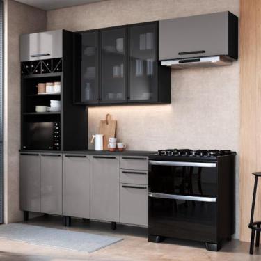 Imagem de Cozinha Modulada Compacta Fidelitá Mônaco 4 Peças 270cm 10 Portas 2 Ga