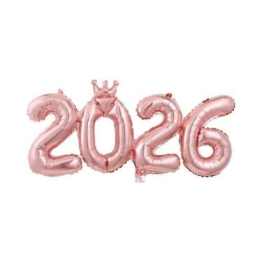 Imagem de Balões De Folha Prateados E Dourados Com Números, Coroa Do Papai Noel,