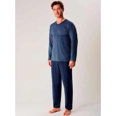 Imagem de Pijama Longo Hering 7604 Masculino Decote V Algodão T. M/XXG, M, Mk7, 