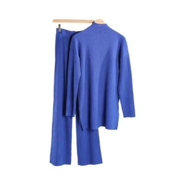 Imagem de Conjunto De Moletom Feminino De Outono/Inverno: Suéter De Gola Alta E 