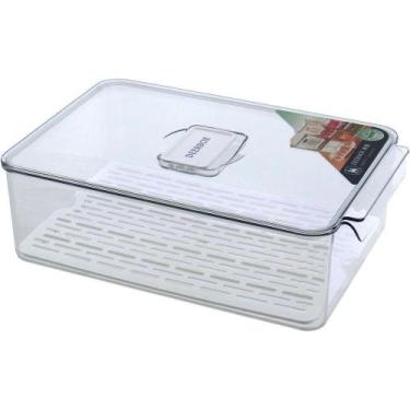 Imagem de Caixa Organizadora Para Geladeira Com Tampa Acrilico 10x21x32cm - HOME