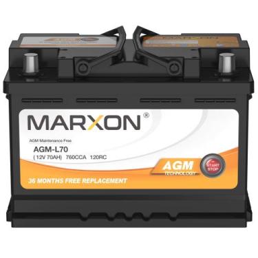 Imagem de Bateria Automotiva MARXON 12V 70Ah 760CCA AGM Grupo 48