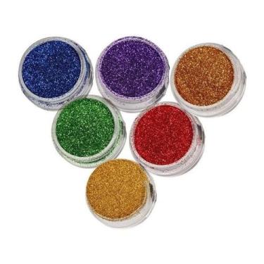 Imagem de Kit 12 Potinhos Purpurina Colorida Tons Pastel 6 Cores - BR Festas
