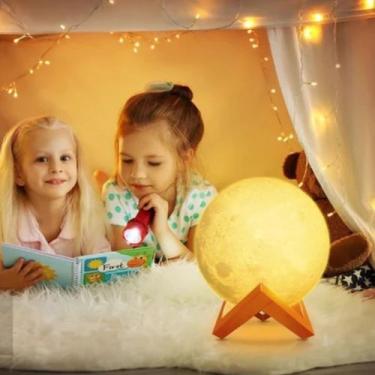 Imagem de Luminária De Lua Cheia 3d Led Abajur Decoração lampada presente Luz Br