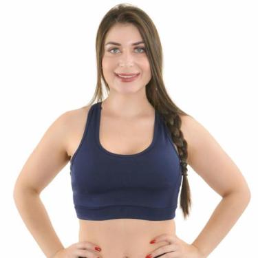 Imagem de Top Com Bojo Modelo Nadador Feminino Selene, GG, Marinho