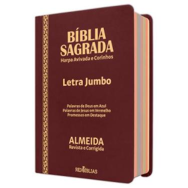 Imagem de Bíblia Sagrada - Jumbo Luxo Vinho ARC - João Ferreira de Almeida - Har