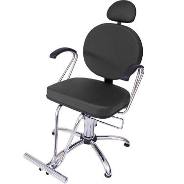 Imagem de Poltrona Cadeira Salão Beleza Cabeleireiro Veneza Fixa Preta