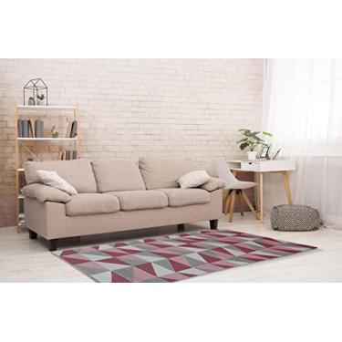 Imagem de Tapete Sala/Quarto Coleção Miami 100% Antiderrapante Jacquard Rústico - Vinho/Cru (1,32M X 1,50M)