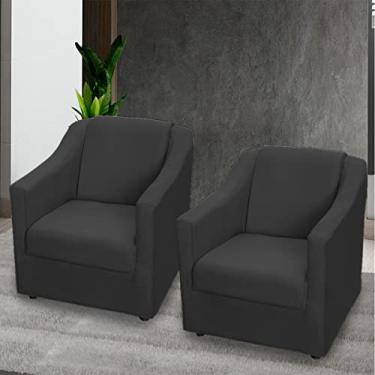 Imagem de Kit 2 Poltronas Para Sala Decorativas Cadeiras Reforçadas Para Recepção Consultório Escritório Pé Cromado Suede Preto - Clique E Decore