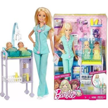 Imagem de Boneca Barbie Medica Pediatra Com Bebes Mattel Dhb63
