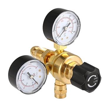 Imagem de X AUTOHAUX Regulador de pressão de calibre duplo argônio CO2 calibres regulador de pressão CGA580 regulador de solda a gás para soldagem Mig Tig soldador a gás 0-4500psi 0-10BAR
