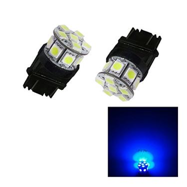 Imagem de PA 2 peças 13SMD 3157 lâmpada LED azul 12V para seta, marcador lateral, parada, traseira, luz traseira (3056 3156 3156A 3057 4057 3157 4157 T25 disponíveis)