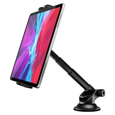 Imagem de woleyi Suporte para tablet veicular para painel de controle, suporte telescópico de ventosa para carro, compatível com iPad Pro/Air/Mini, Galaxy Tab/Z Fold, Fire HD, Surface, iPhone, mais celulares e