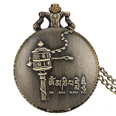 Imagem de ZALTAS Preto bronze relógio de bolso colar relógio relógio pingente quartzo relógio de bolso arábicos relógios