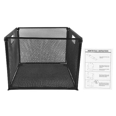 Imagem de Suporte de Cesta de Arquivo Dobrável, Escaninho de Armazenamento de Mesa de Malha de Ferro de Grande Capacidade para Livros e Revistas, Mantenha Sua Mesa Livre de Desordem