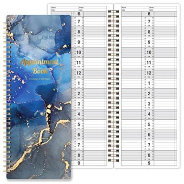 Imagem de Livro de compromissos - Livro de compromissos para salão, 29,2 cm x 11,9 cm, 2 colunas, data indatada, 6 AM - 22 PM, encadernação de fio duplo, 200 páginas, perfeito para faculdade, escritório, casa, azul