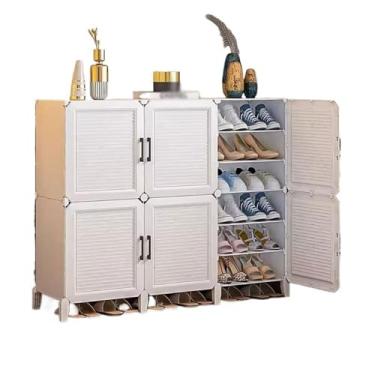 Imagem de WAOCEO Sapateiras Porta de casa Armário de armazenamento à prova de poeira Deuses de Aluguel de Habitação com Armário de Sapatos de Plástico Simples Armazenamento Prateleira de Sapatos (Cor: 3-6)