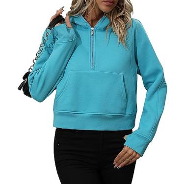Imagem de Moletom Feminino Com Bolso, Decote Em V, Solto, Fino e Cor Pura para o Dia a Dia da Senhora (L)
