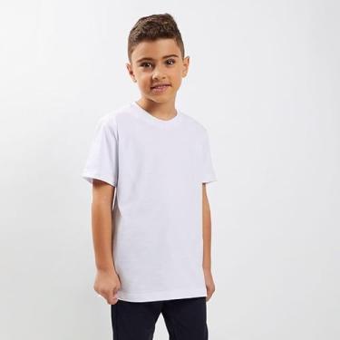 Imagem de Camiseta Infantil Masculina Basica Gola Redonda 100% Algodão Leve Macia e Confortável (BR, Numérico, 2, Regular, Off White)