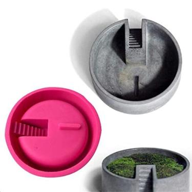 Imagem de Escada redonda molde de vaso de flores de concreto para plantas suculentas molde de silicone resina epóxi argila cimento molde de gesso vela suporte de caneta molde de caixa de armazenamento