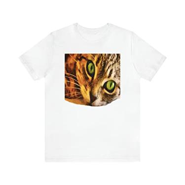 Imagem de Gato de olhos largos - Camiseta de manga curta unissex Jersey da Doggylips, Branco, P