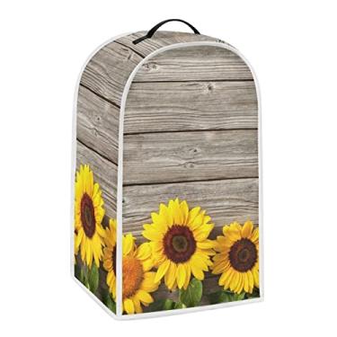 Imagem de Biyejit Capa de madeira para liquidificador de girassol, capa de proteção de impressão digital para batedeira ou máquina de café, capa de eletrodomésticos de cozinha para suprimentos resistentes a