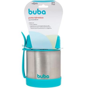 Imagem de Pote Termico Infantil AÇO INOX Azul com Colher Buba