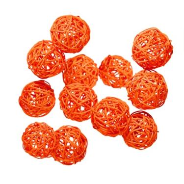 Imagem de KERYAR 12 bolas de vime de vime decorativas para tigelas de centro de mesa, decoração de casa, Natal, Halloween, artesanato faça você mesmo, casamentos (laranja, 6 cm)