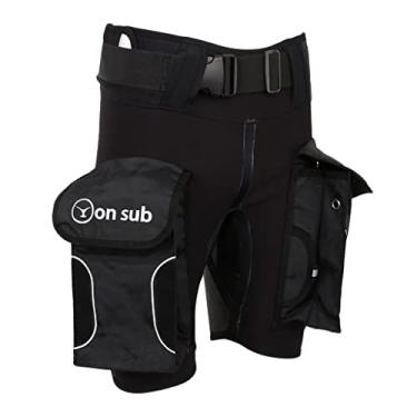 Imagem de Bermuda de neoprene premium Tech Shorts de natação para mergulhadores com snorkel - vários tamanhos, faixa refletiva, cintura ajustável, vazamento de água - masculino feminino - P
