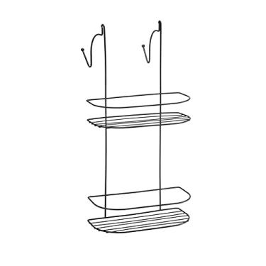 Imagem de Suporte Duplo Para Box Arthi | Modernidade e Praticidade | Instalação Simples e Sofisticada | Organização Sem Furos | Barras Antiqueda | Gancho para Toalhas | Preto | Eficiência na Organização