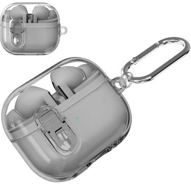 Imagem de Miimall Capa para Samsung Galaxy Buds 3 / Buds 3 Pro, cristais de gelo, resistente a arranhões, capa protetora à prova de poeira com mosquetão (preto)