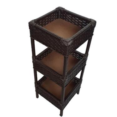 Imagem de Fruteira Cesto Organizador Fibra Sintética 3 Andares 30x80 Argila - Ar